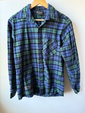 VERMONT‎ FLANNEL COMPANY Blackwatch Plaid Shirt Grunge Gorpcore Rugged Hiking M